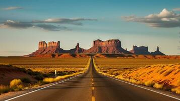 tranquilo trilhas. explorando a deserta beleza do uma cênico autoestrada. generativo ai foto