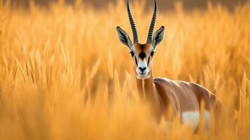 savana espetáculo. Springboks no meio a dourado Relva do África. generativo ai foto