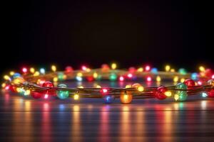 brilhando colorida Natal luzes fronteira. generativo ai foto
