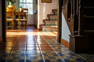 colorida estampado azulejos. telha trabalhos do uma clássico estilo lar. generativo ai foto
