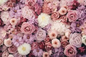 flores parede fundo. fresco florescendo flores textura dentro Rosa cores. generativo ai foto