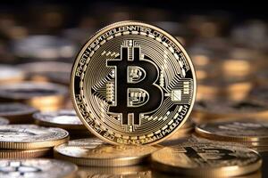bitcoin criptomoeda. moeda tecnologia o negócio Internet conceito. generativo ai foto