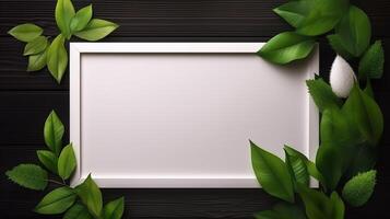 em branco quadro, Armação com verde folhas e branco fundo dentro uma natural caminho foto