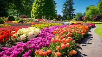 uma lindo flor jardim estourando com vibrante vetor arte gerado de ai foto