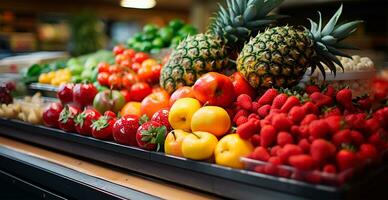 mercearia loja, supermercado, fresco fruta mercado, eco Comida - ai gerado imagem foto