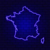 França brilhante sinal de néon no fundo da parede de tijolos foto