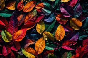ai generativo tropical vívido vibrante cor fundo com exótico pintado tropical folhas foto
