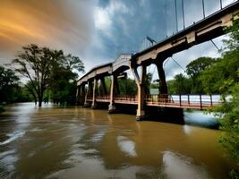 ponte sobre a rio dentro a cidade do a a maioria poluído rio foto