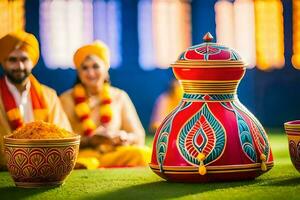 indiano Casamento decoração Ideias. gerado por IA foto