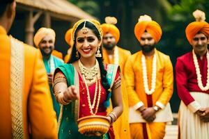 indiano Casamento dentro Mumbai. gerado por IA foto