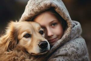 pessoa abraço emocional Apoio, suporte cachorro epilepsia alívio fundo com esvaziar espaço para texto foto