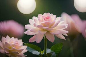 Rosa flores dentro a jardim. gerado por IA foto