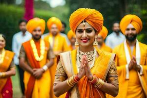 indiano Casamento dentro Jaipur. gerado por IA foto