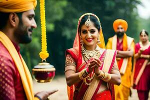 indiano Casamento cerimônia dentro Mumbai. gerado por IA foto