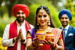 indiano Casamento dentro Londres. gerado por IA foto