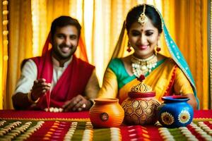 indiano Casamento fotografia dentro Bangalore. gerado por IA foto