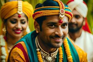 indiano Casamento dentro Mumbai. gerado por IA foto