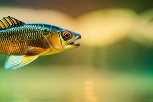 uma peixe com uma amarelo e Preto corpo. gerado por IA foto