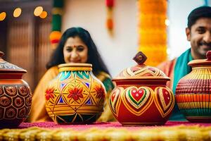 indiano Casamento decoração Ideias para a noiva e noivo. gerado por IA foto