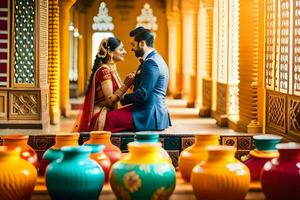 indiano Casamento fotografia dentro Jaipur. gerado por IA foto