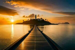 a nascer do sol sobre a ilha do phuket. gerado por IA foto