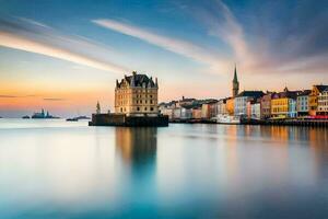 foto papel de parede a céu, água, cidade, edifícios, Europa, a cidade, Europa. gerado por IA