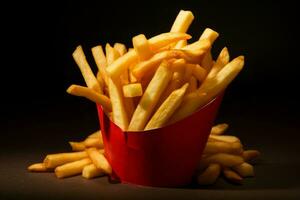 indulgente francês fritas Comida. gerar ai foto