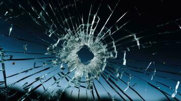 bala orifício vidro abstrato fundo - crime arma de fogo tiro foto