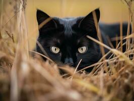 furtivo gato perseguição com Está olhos fixo em presa ai generativo foto