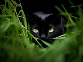 furtivo gato perseguição com Está olhos fixo em presa ai generativo foto