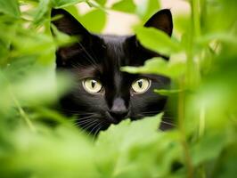 furtivo gato perseguição com Está olhos fixo em presa ai generativo foto