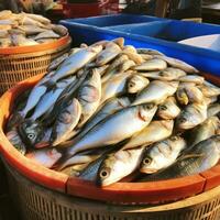 fresco peixe mercado Tailândia - ai gerado foto