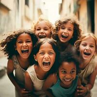 crianças global felicidade - ai gerado foto