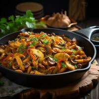 salgado frito em frigideira chanterelles - ai gerado foto