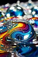 gráfico com água gotas e arco Iris colorida fundo foto