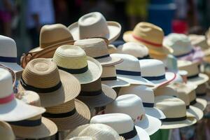 chapéus verão mercado venda criação. gerar ai foto