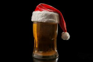 Cerveja caneca Natal chapéu. gerar ai foto