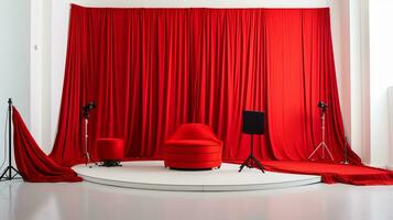 vermelho teatro cortina, fundo, ai generativo. foto