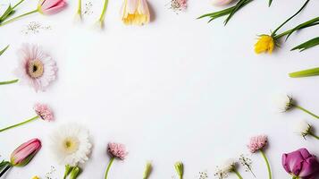 colorida flores em uma branco fundo. criada com generativo ai foto