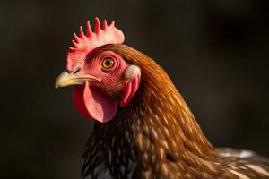 cabeça galinha dentro frango Fazenda. criada com generativo ai foto