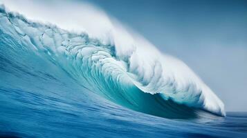 poderoso oceano onda falhando contra litoral. generativo ai foto