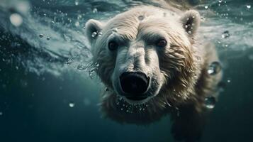 a ártico polar Urso Como isto mergulhos dentro a mar, generativo ai foto