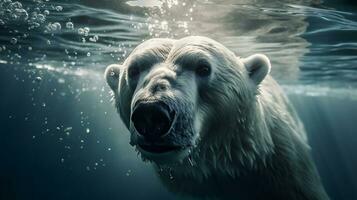 a ártico polar Urso Como isto mergulhos dentro a mar, generativo ai foto