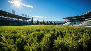 uma futebol estádio com uma gramado campo foto