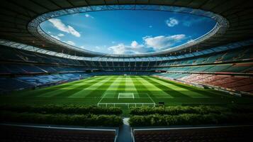 uma futebol estádio com uma gramado campo foto