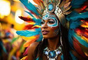 ai generativo uma vibrante coleção do imagens capturando a energia e excitação do do brasil carnaval e samba cultura a partir de colorida fantasias e máscaras foto