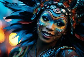 ai generativo uma vibrante coleção do imagens capturando a energia e excitação do do brasil carnaval e samba cultura a partir de colorida fantasias e máscaras foto
