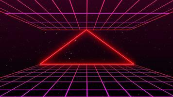 retro estilo anos 80-90 laser néon fundo. futurista rede panorama. digital cyber superfície. adequado para Projeto dentro a estilo do a Décadas de 1980-1990. 3d ilustração foto