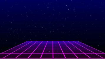 retro estilo anos 80-90 laser néon fundo. futurista rede panorama. digital cyber superfície. adequado para Projeto dentro a estilo do a Décadas de 1980-1990. 3d ilustração foto