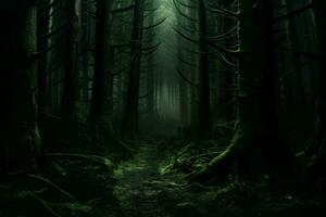 estranho floresta arrepiante escuro. gerar ai foto